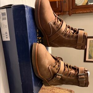 Ralph Lauren Polo Men's Tan Suede Leather Lace-Up Boots